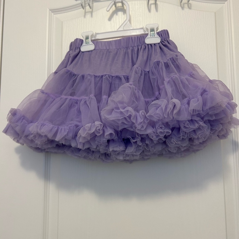Girl Purple Tulle Skirt with Ribbon - Picture 3 of 5